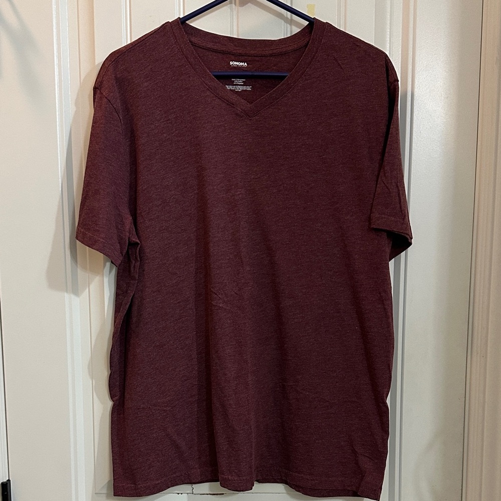 Sonoma Men's Burgundy V-Neck T-Shirt